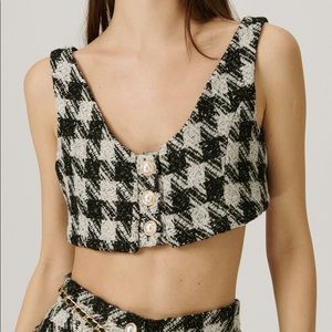 Houndstooth tweed top